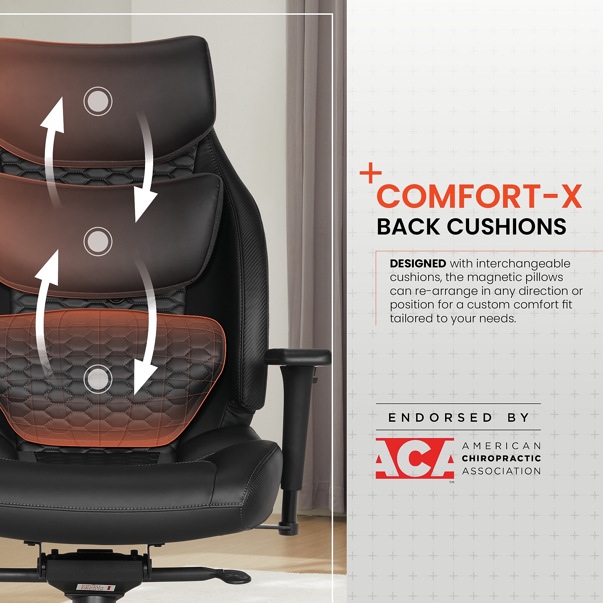 Sharper Image Algrove Comfort-X Ergonomic Faux Leather Swivel Executive Massage Chair, Black/Dark Gray (60117-BLKGRY) Sansujyuku sansujyuku.com