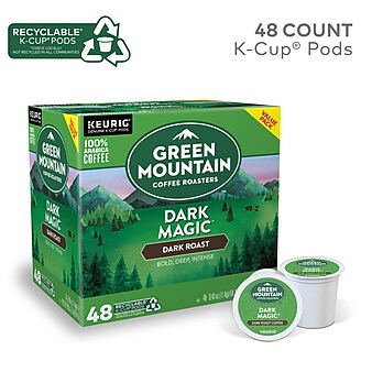 Green Mountain Dark Magic Coffee, Keurig® K-Cup® Pods, Dark Roast, 48/Box (81911/15171)