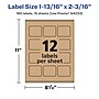 Avery Laser/Inkjet Rectangle Multipurpose Labels, 1-13/16" x 2-3/16", Kraft Brown, 180 Labels/Pack ( 94233)~#|#~82D1B4F5-7D26-4CFD-BF694E274F1FEA17_sc7