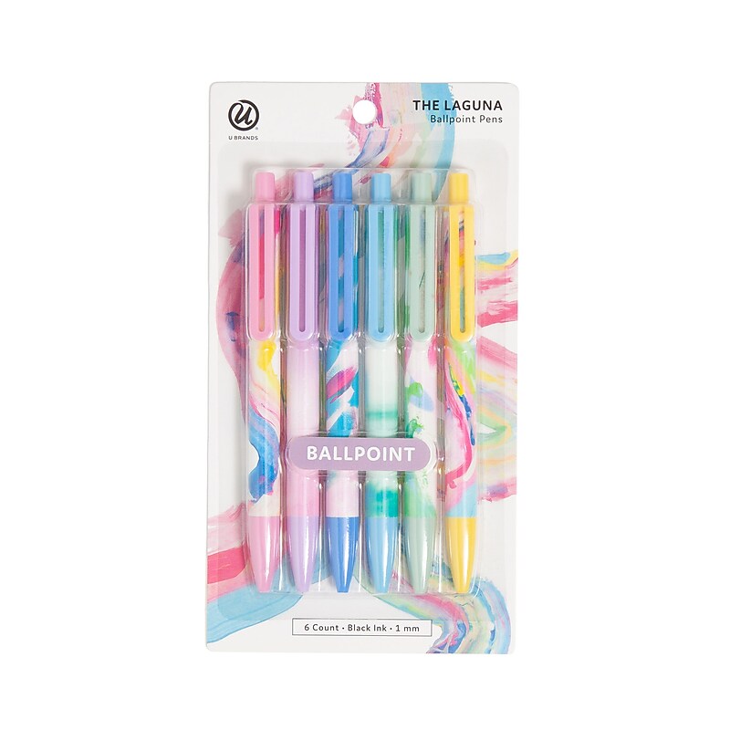 U Brands Laguna Retractable Pens Pen, Bold Point, 1.0mm, Black Ink, 6/Pack (7316U06-48) image 1