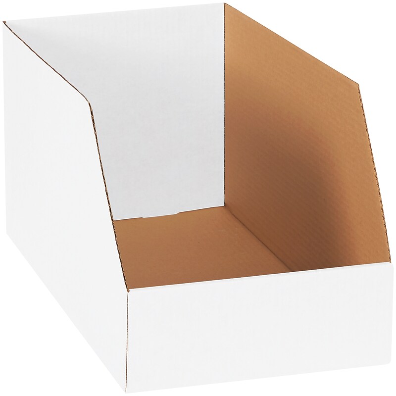 Partners Brand Medium Folding Corrugated Storage Bin, 18" x 10"x 12", White, 25/Bundle (BINJ121810) image 1