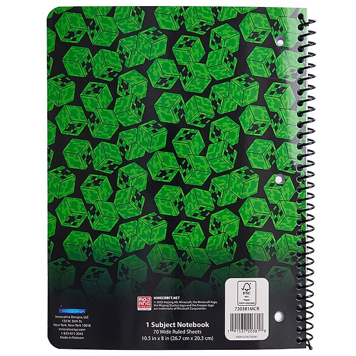minecraft binding card Enderman Greeting Find 2 Numbered Parallels per Box Innovative Designs Minecraft 1-Subject Notebooks,
