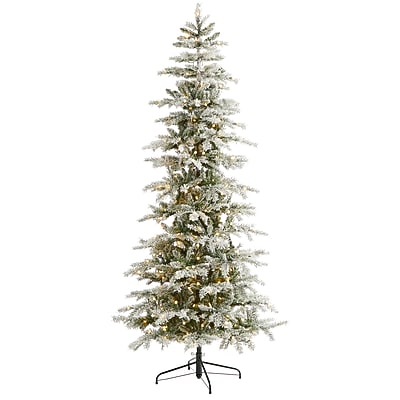Nearly Natural 7.5' Slim Flocked Nova Scotia Spruce Artificial Christmas Tree - Thumbnail 3