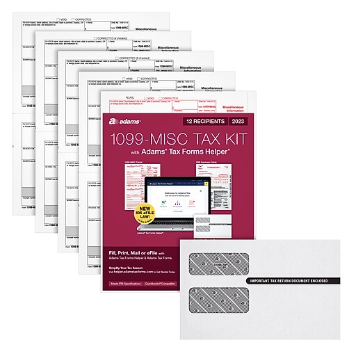 Adams 2023 1099MISC eFile Tax Forms Kit, w/ Self Seal Envelopes