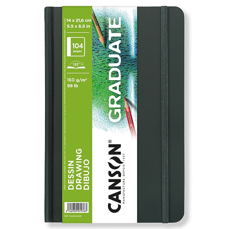 Canson Graduate 5.5" x 8.5" Hard Bound Drawing Art Book, 52 Sheets/Book, 5 Books/Bundle (MCX31200L038-5) image 1