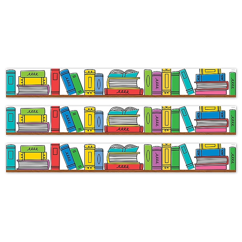 Creative Teaching Press Core Decor Doodle Bookshelf EZ Border, 48', Multicolored, 3/Bundle (CTP10934-3) image 1