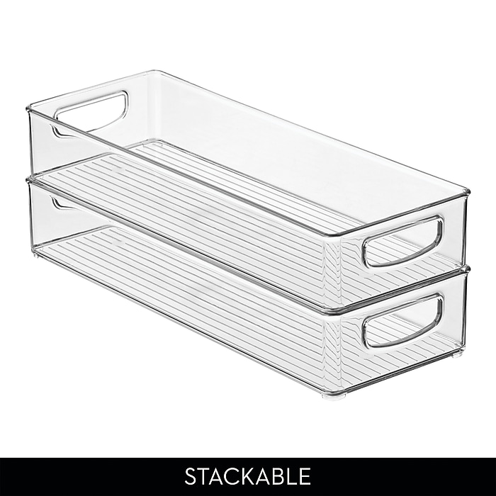 iDESIGN Large Stackable Plastic Storage Bin with Handles, Clear