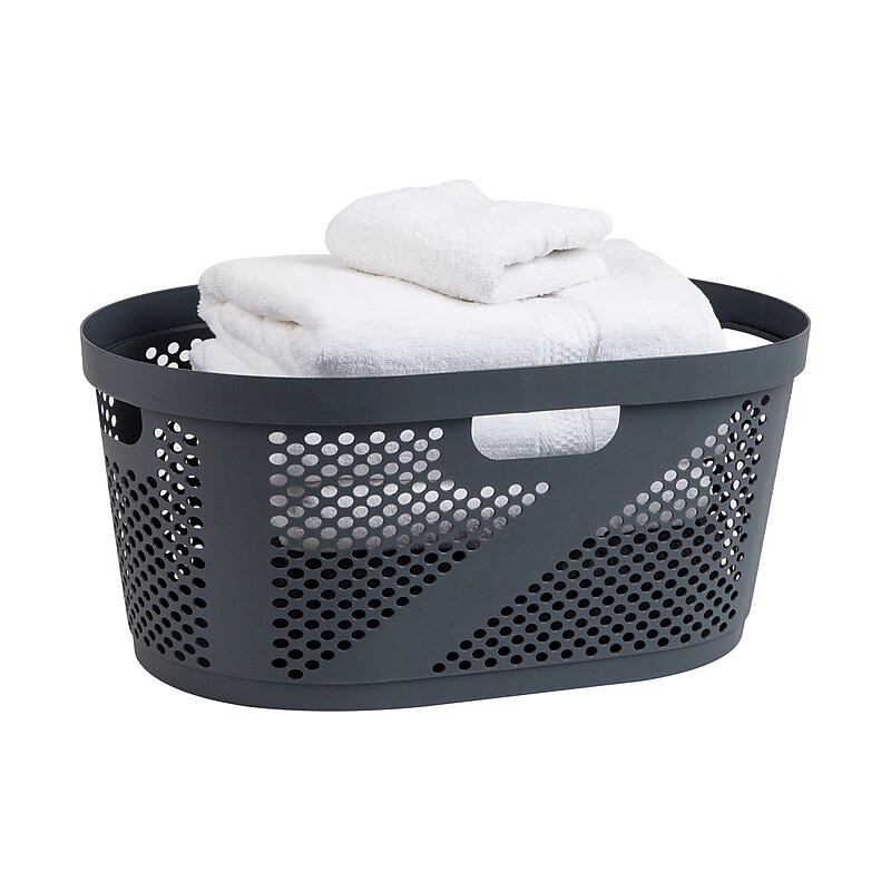 Mind Reader 10.57-Gallon Laundry Basket with Handles, Plastic, Gray (HHAMP40-GRY) image 1