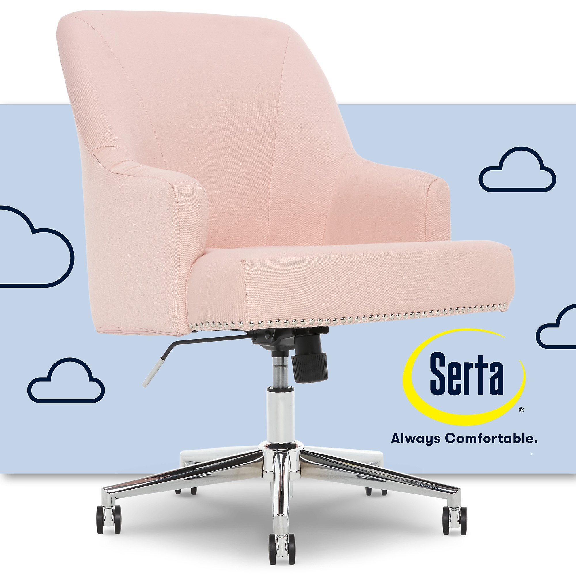 Serta Style Leighton Fabric Swivel Home Office Chair, Blush Pink (47925C) Sansujyuku sansujyuku.com