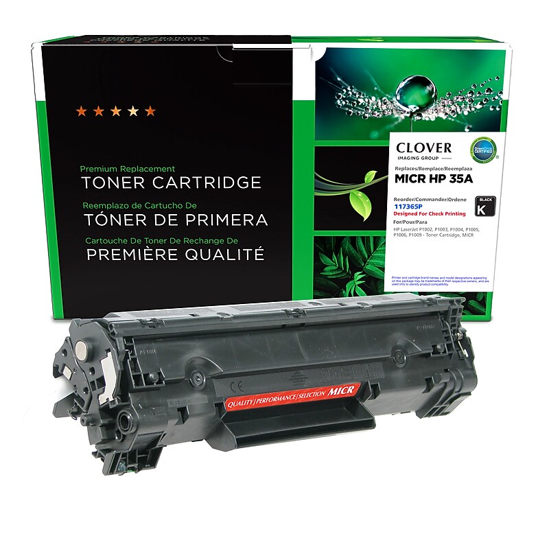 Clover Imaging Group Remanufactured Black Standard Yield MICR Toner Cartridge Replacement for HP 35A (CB435A) image 1
