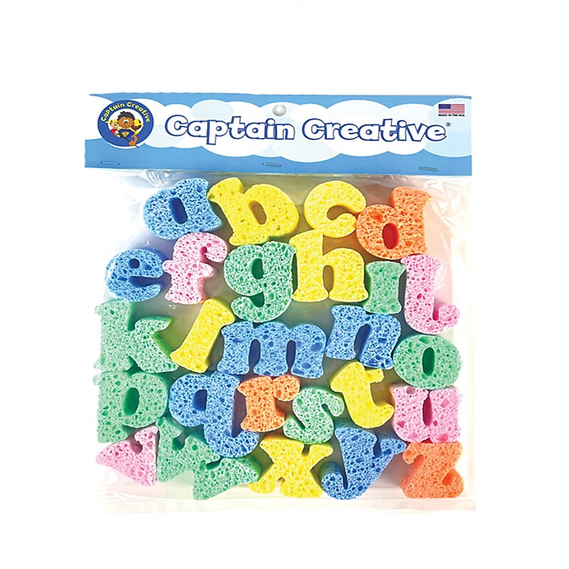 Captain Creative Super Sponges, Lower Case Alphabet, 2", Assorted Colors, 26/Set (APISS18000) image 1