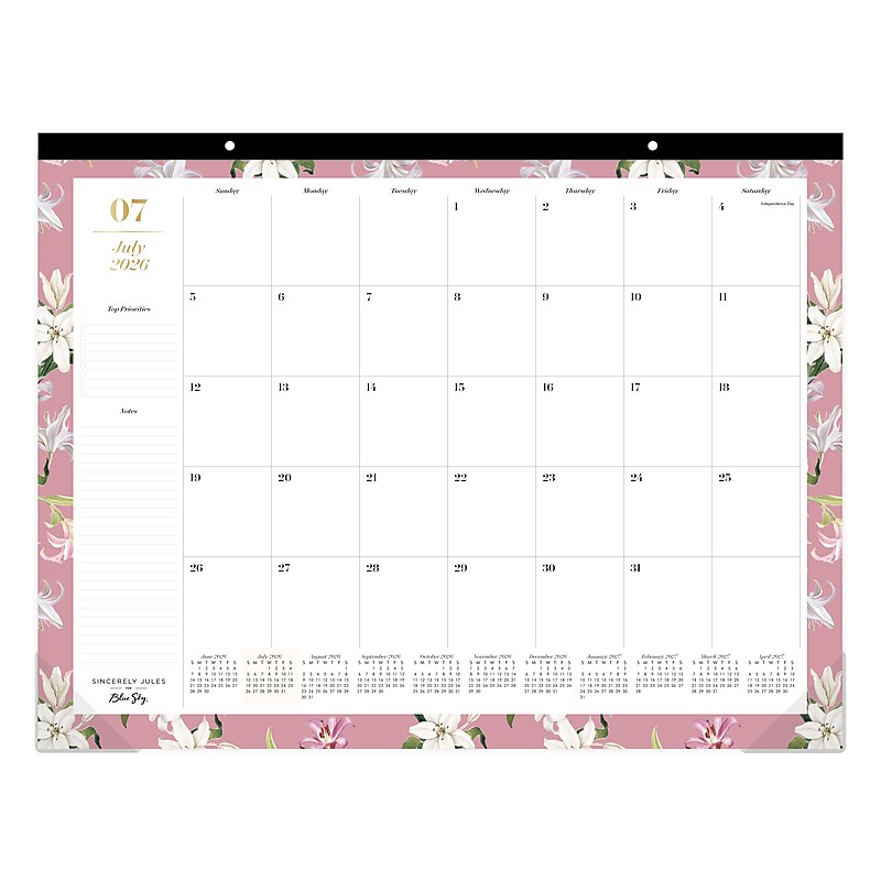 2026-2027 Blue Sky Sincerely Jules Lilliana Rose 17" x 22" Academic Monthly Wall Calendar (159112) image 1
