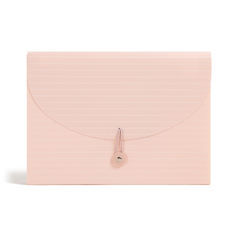 U Brands Premium Plastic Accordion File, 13 Pocket, Letter Size, Blush Pink (3350F04-24) image 1