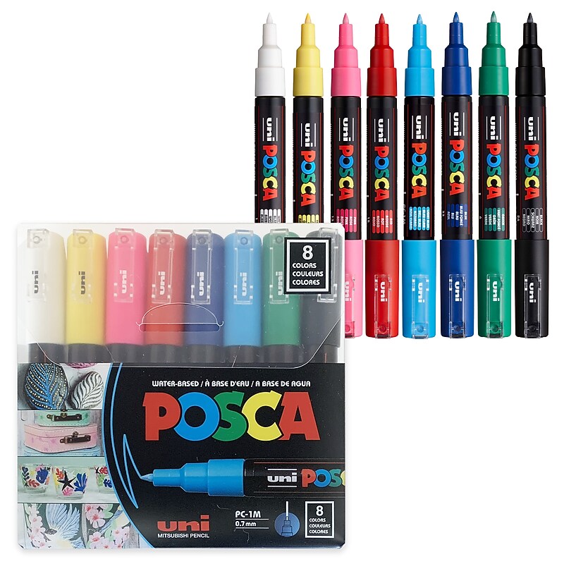uni-ball Posca PC-1M Paint Markers, Fine Tip, Assorted Colors, 8/Pack (PC1M8C) image 1