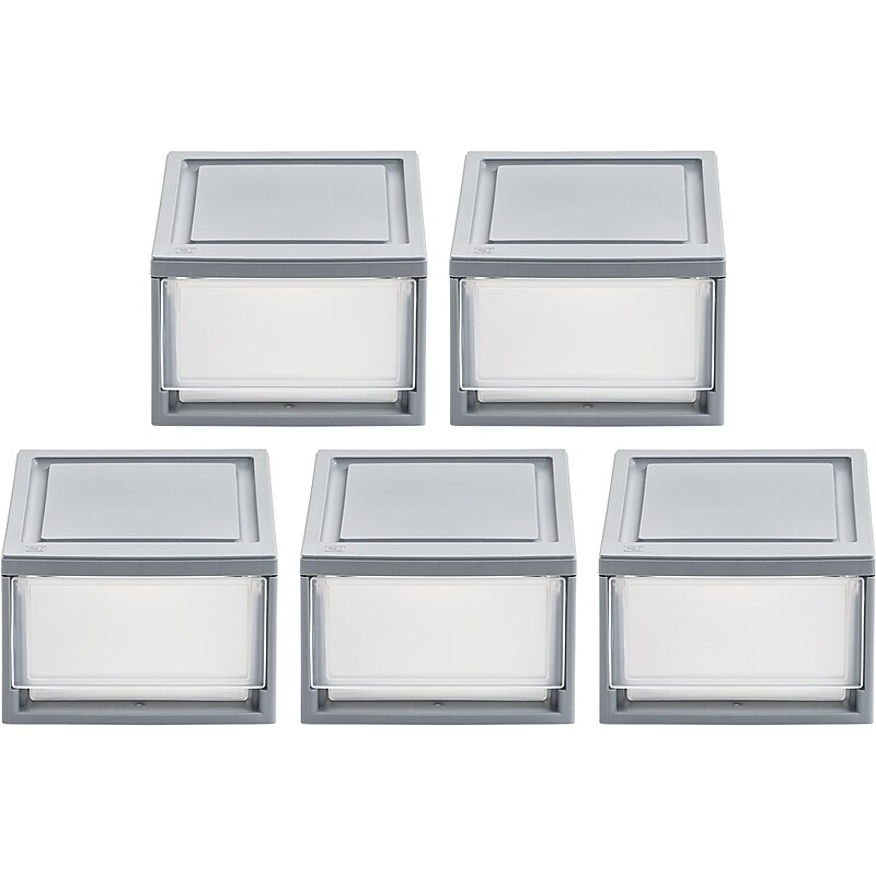 Iris Mini Storage Drawer, Gray/Translucent White, 5/Pack (500160) image 1