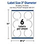 Avery Laser/Inkjet Circle Multipurpose Labels, 3" Dia., White, 60/Pack (S00EV1)~#|#~831823A5-3746-48D7-A7F8F34D25922BB6_sc7