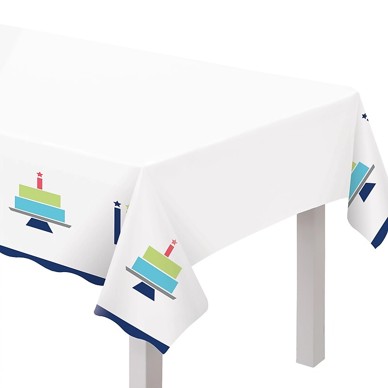Party City Modern Birthday 102" x  54" Plastic Table Cover, Multicolored (AM572867-ST) image 1