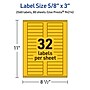 Avery Laser/Inkjet Rectangle Multipurpose Labels, 5/8" x 3", Bright Yellow, 2560/Box (94214)~#|#~832D4EFD-62CC-4B37-99EEA073A32F5BC5_sc7