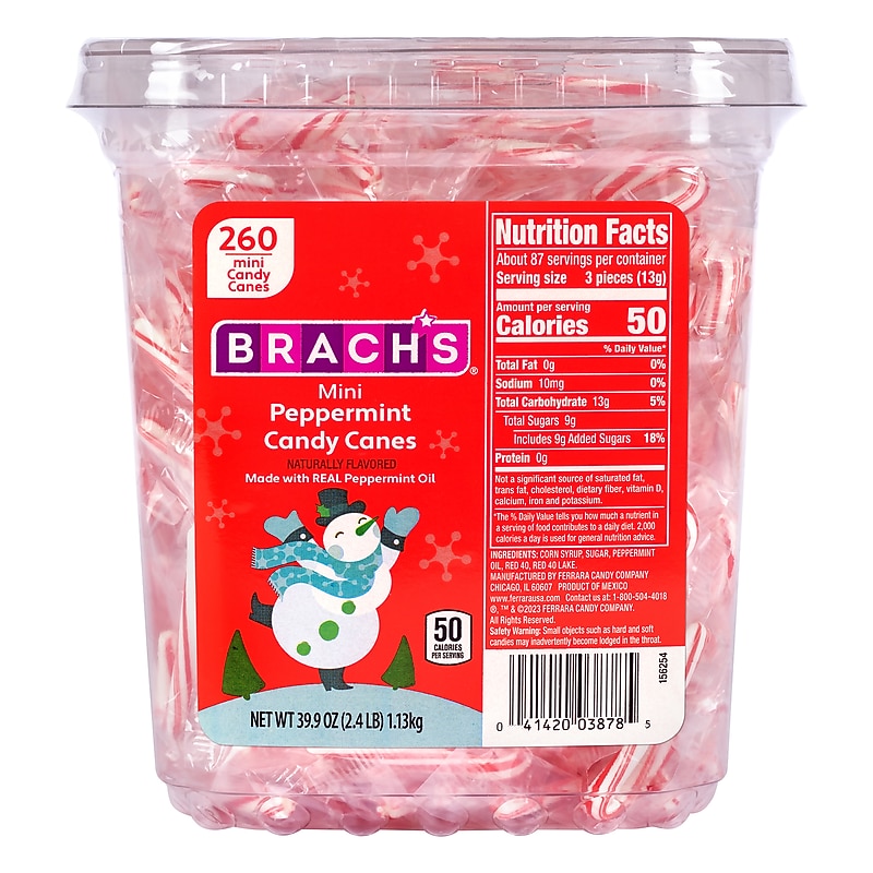 Brach's Mini Peppermint Candy Canes Hard Candy, 39.9 oz., 260 Pieces/Pack (220-02508) image 1