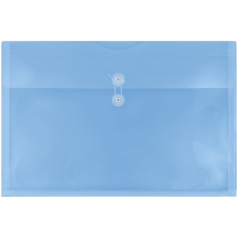 JAM Paper Premium Plastic Filing Envelope with Button & String Closure, 3" x 18", Blue, 3/Pack (457B1BUX3) image 1
