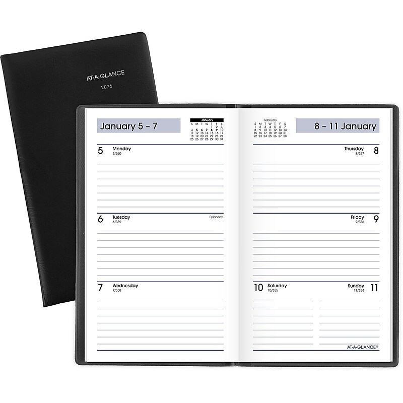 2026 AT-A-GLANCE DayMinder 3.5" x 6" Weekly Planner, Poly Cover, Black (SK48-00-26) image 1