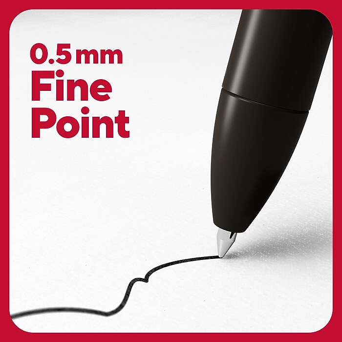 TRU RED™ Retractable Quick Dry Gel Pens, Fine Point, 0.5mm, Black