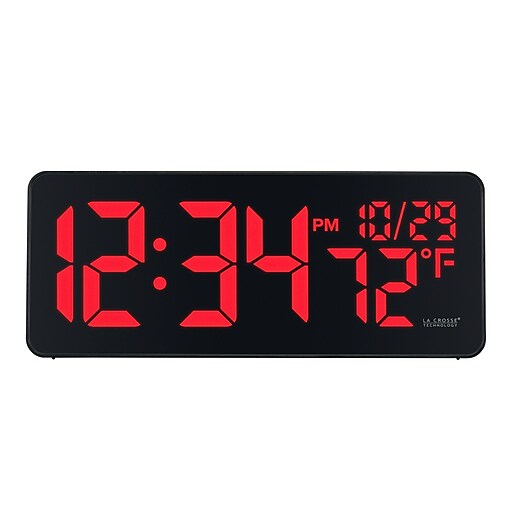 La Crosse Technology Red Digital LED Wall Clock with Indoor