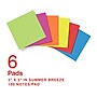 Staples Sticky Notes, 3" x 3", Summer Breeze Collection, 100 Sheets/Pad, 6 Pads/Pack (ST62867)~#|#~8361314D-8EC6-4B15-8B31BC87F11659A0_sc7