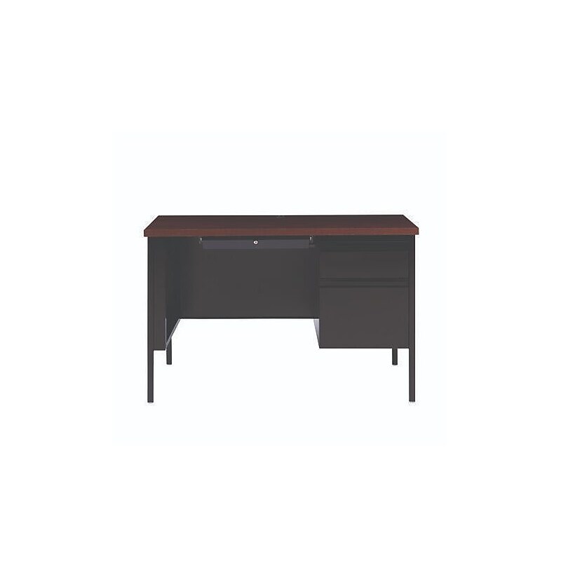 Alera 45"W Single Pedestal Desk, Mocha/Black (ALEHSD4524BM) image 1