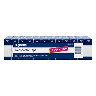 Highland™ Transparent Tape, 3/4" x 27.77 yds., 12/Pack (5910K12)
