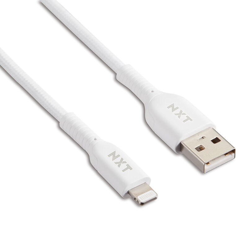 NXT Technologies™ 6 Ft. Braided Lightning to USB Cable, White (NX60465) image 1