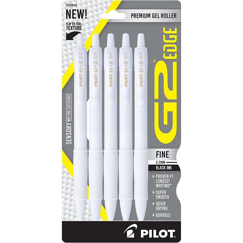 Pilot G2 Edge Retractable Gel Pen, Fine Point, 0.7mm, Black Ink, 5/Pack (20842) image 1
