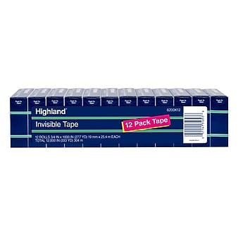 Highland™ Invisible Tape, 3/4" x 27.7 yds., 12/Pack (6200K12)