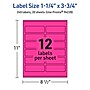 Avery Laser/Inkjet Rectangle Multipurpose Labels, 1.25" x 3.75", Neon Magenta, 240/Pack (94228)~#|#~8384C518-9A48-4970-9FEB3047C3A04F9F_sc7
