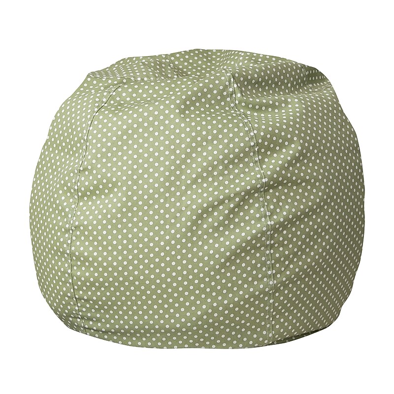 Flash Furniture Cotton Twill Small Dot Kids Bean Bag Chair, Green image 1