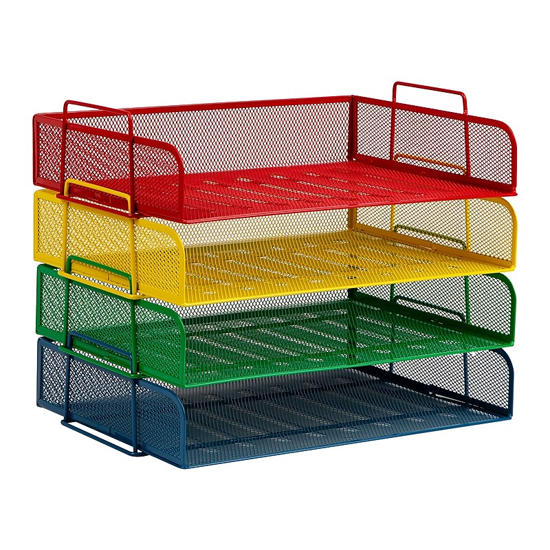 Mind Reader Metal Side Loading Stackable Letter Tray, Multi Colored (DSTACK4-ASST) image 1