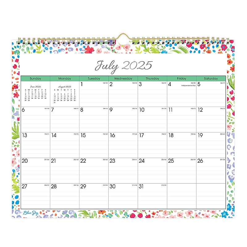2025-2026 Blue Sky Ditsy Dapple 15" x 12" Academic Monthly Desk or Wall Calendar (148669-A26) image 1