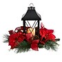 Nearly Natural 15" Holiday Poinsettia, Pinecone & Greenery with Lantern and LED Candle Artificial Table Christmas Arrangement~#|#~83AA3907-E44B-4B47-85563EE2DCAC0870_sc7