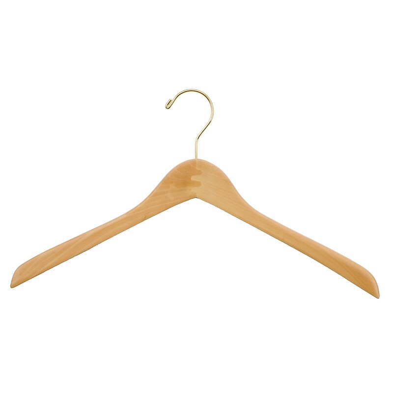 Nahanco 17" Wood Concave Jacket Hanger, Natural, 100/Carton (11-17GH) image 1