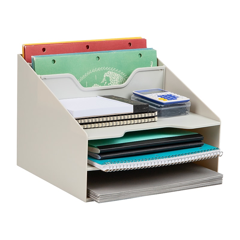 Mind Reader 5-Compartment Plastic Desk Tray, Beige (ANCHBOX5-BEI) image 1
