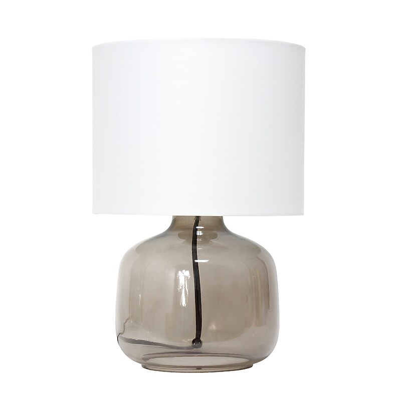 Creekwood Home Round Modern Glass 13.75" LED Table Lamp, Smoke/White (CWT-1015-SW) image 1