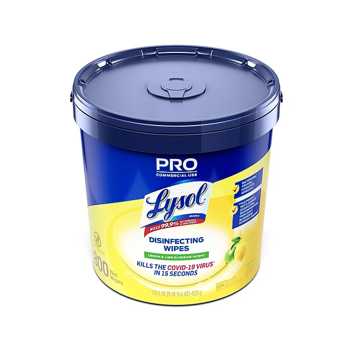 Lysol Pro Disinfecting Wipes, Lemon & Lime Blossom Scent, 800