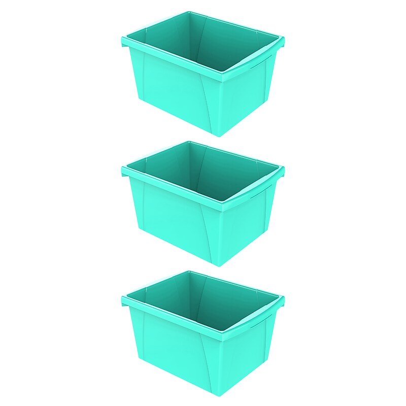 Storex Polypropylene/PP 4 Gallon Classroom Storage Bin, 7.9" x 11.3" x 13.6", Teal, 3/Bundle (STX61477U06C-3) image 1
