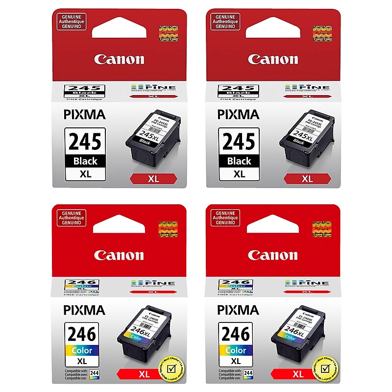 Canon 245XL/246 Black/Tri-Color Standard Yield Ink Cartridge, 4/Pack (CAN24546H4PK-VB) image 1