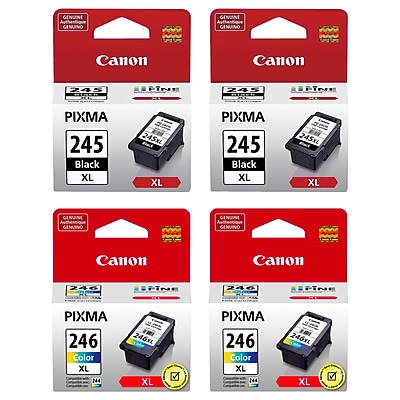 Canon 245XL/246XL Black/Tri-Color High Yield Ink Cartridge, 4/Pack (CAN24546H4PK-VB) Sansujyuku sansujyuku.com