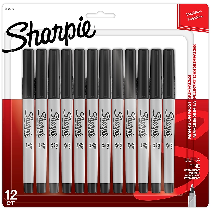 Sharpie Permanent Marker, Ultra Fine Tip, Black, 12/Pack (2154735) image 1