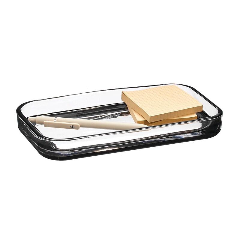 mDesign Glass Desk Tray, Clear/Matte Black (26041) image 1
