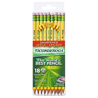 Ticonderoga The World's Best Pencil Pre-Sharpened Wooden Pencil, 2.2mm, #2 Soft Lead, 18/Pack (13818)