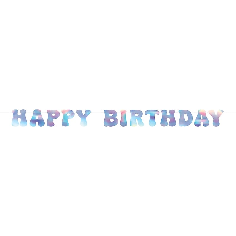 Party City Happy Birthday Letter Banner, Iridescent Pastel (AM121070) image 1