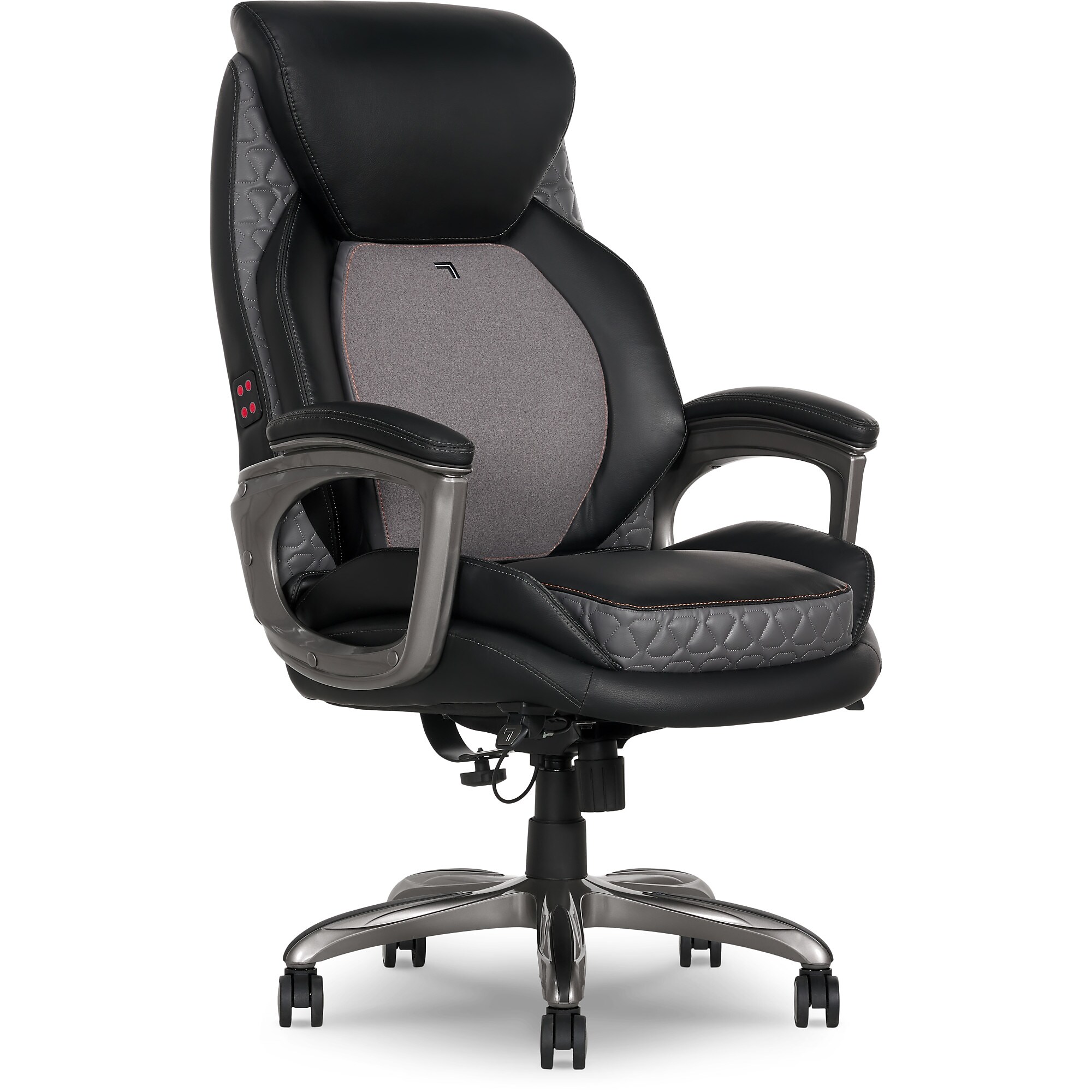 Sharper Image S-600 Active Lumbar Heated Ergonomic Bonded Leather Swivel Executive Massage Chair, Black (60098-BLK) Sansujyuku sansujyuku.com